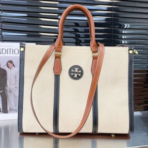 Designer-inspired Blake Canvas Tote Cream Brown Grey Bag