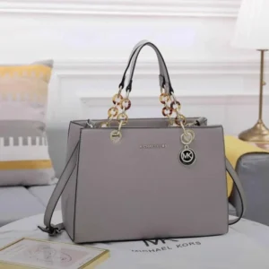 Designer-inspired Cynthia Medium Saffiano Satchel Shoulder Grey Bag