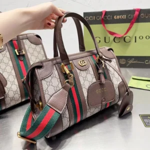 Designer-inspired GG Ophidia Speedy Satchel Beige Brown Bag