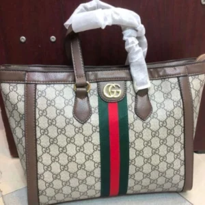 Designer-inspired GG Supreme Ophidia Tote Beige Brown Bag