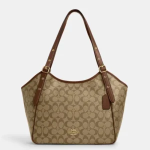 Designer-inspired Meadow Signature Shoulder Khaki Brown Handbag