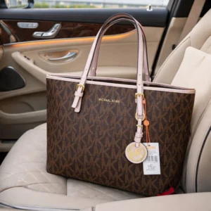 Designer-inspired Medium Monogram Jet Set Travel Tote Coffee Pink Bag