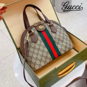 Designer-inspired Ophidia Top Handle GG Supreme Medium Beige Brown Handbag