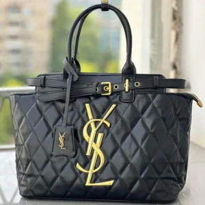 Designer-inspired Quilted Shoulder Tote Black Bag