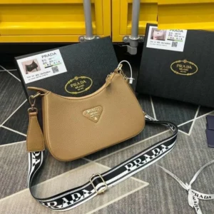 Designer-inspired Saffiano Cross Shoulder Brown Bag