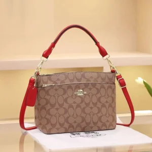 Designer-inspired Signature Crossbody Sling Apricot Red Bag