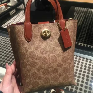 Designer-inspired Willow 16 Signature Tote Khaki Tan Handbag