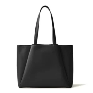 Female Laptop Work Tote Black Bag with Zip Compartments