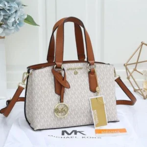 High End Emma Medium Satchel White Handbag With Shoulder Strap