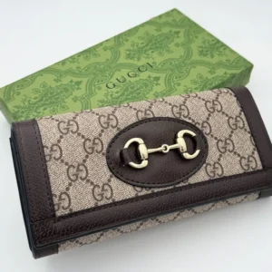 High End GG Supreme Horsebit 1955 Beige Black Wallet