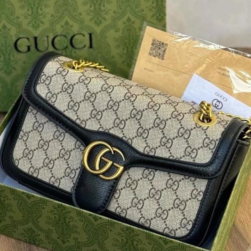 Premium Imported GG Marmont Logo Small Cross Body Beige Black Bag