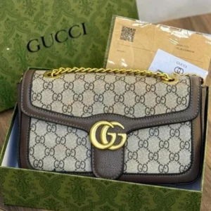 Premium Imported GG Marmont Logo Small Cross Body Beige Brown Bag