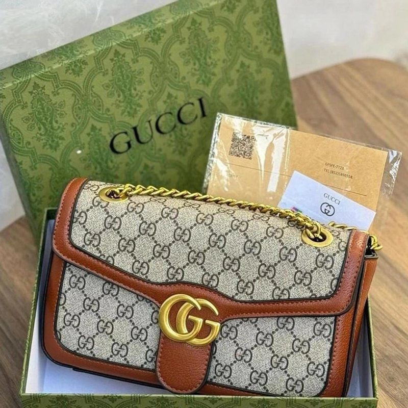 Premium Imported GG Marmont Logo Small Cross Body Beige Tan Bag