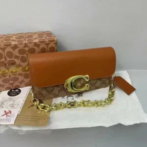 Premium Imported Idol 23 C Closure Signature Shoulder Khaki Brown Bag