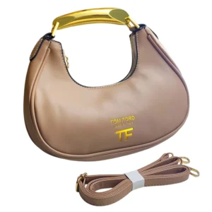 Designer-inspired Bianca Mini Metal Top-Handle Hobo Brown Bag