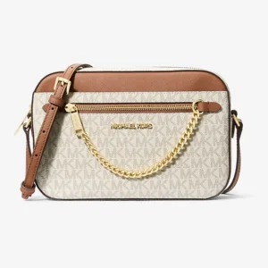 Designer-inspired Jet Set Logo Large Cross Body White Bag