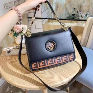 Designer Inspired Kan F Shoulder Black Bag