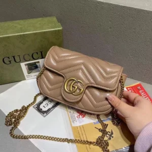 Designer-inspired Marmont GG Small Matelassé Crossbody Brown Bag