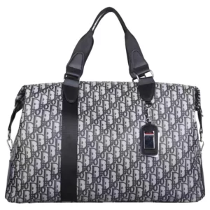 Designer-inspired Oblique Jacquard Duffle Black White Bag