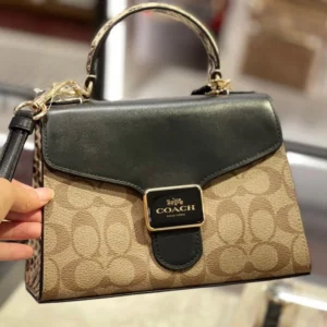 Designer-inspired Pepper Signature Satchel Brown Black Handbag