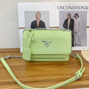 Designer-inspired Saffiano Leather Flap Shoulder Green Bag