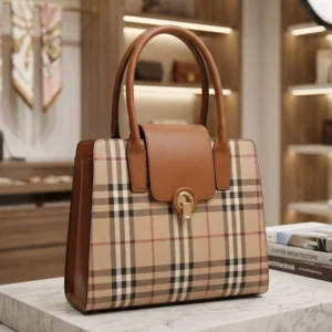 Designer-inspired Small Vintage Check Two Handle Title Brown Multicolour Bag