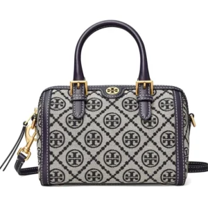 Designer-inspired T Monogram Jacquard Petite Barrel Black Handbag