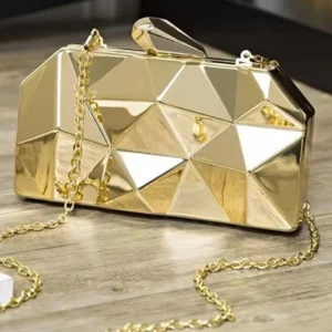 Geometric Evening Clutch Gold Bag For Ladies