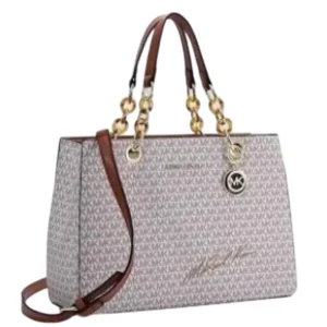 High End Cynthia Signature Logo satchel Shoulder White Bag