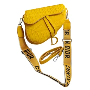 High End Oblique CD Embossed Saddle Yellow Bag