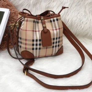 High End Signature Check Pattern Mini Bucket Bag