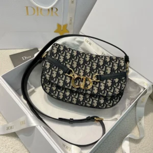 High End Small CD Signature Besace Oblique Jacquard Sling Grey Black Hand Bag