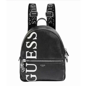 High End Urban Chic Large Logo Print Black Backpack