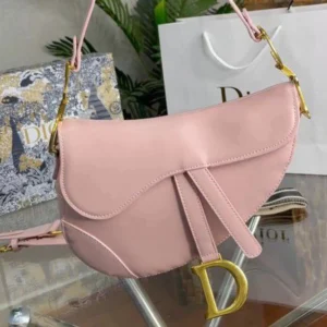 Premium Imported Calfskin Medium Saddle Pink Bag With CD Strap