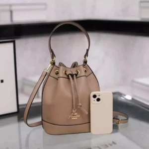 Premium Imported Camila Bucket Drawstring Shoulder Brown Handbag