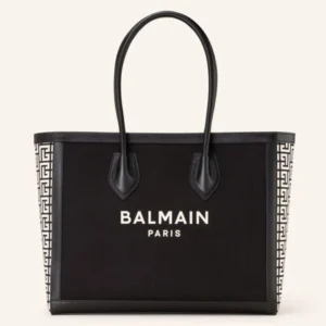 Premium Imported Paris B-Army 42 Leather-Trimmed Shopper Tote Black Bag