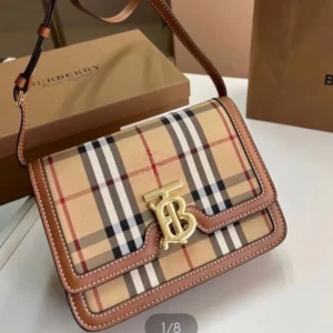 Premium Imported Thomas Signature Check Pattern Sling Brown Bag