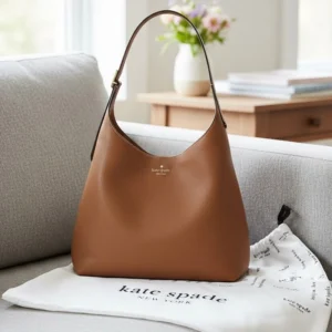Designer-inspired 454 Pebbled Leather Shoulder Brown Bag
