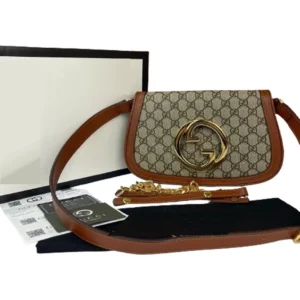 Designer-inspired Blondie G Logo Signature Shoulder Beige Brown Bag