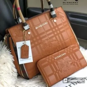 Designer-inspired Checkered Tan Handbag 2pc Combos