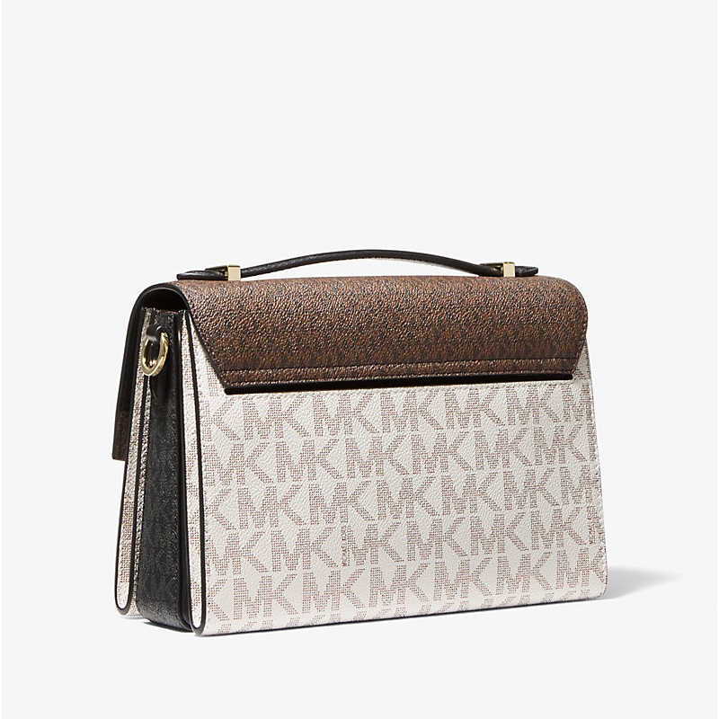 Designer-inspired Hendrix Medium Two-Tone Logo Messenger White Coffee Hand Bag