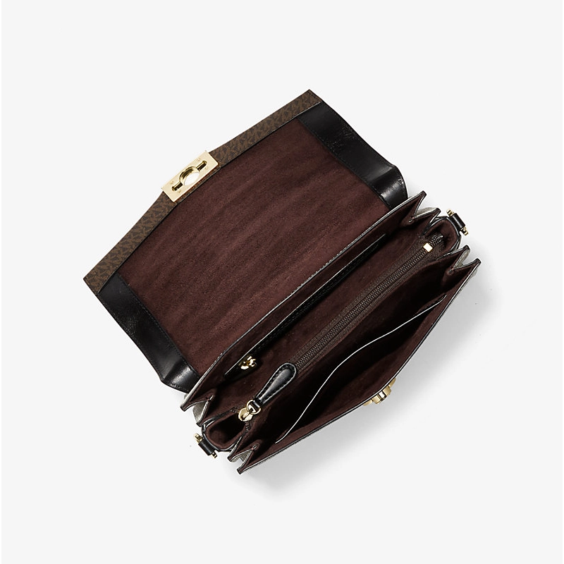 Designer-inspired Hendrix Medium Two-Tone Logo Messenger White Coffee Handbag