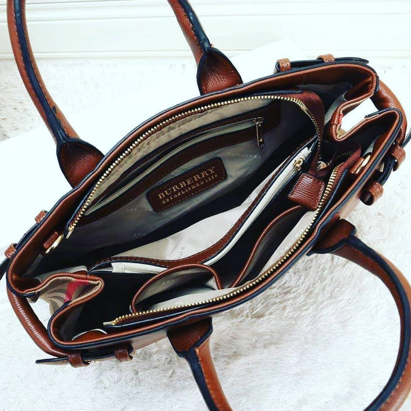 Designer-inspired Medium Banner Tote Brown Handbag