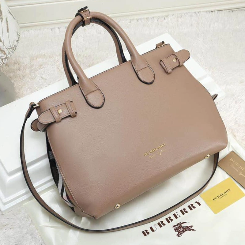 Designer-inspired Medium Banner Tote Cream Bag