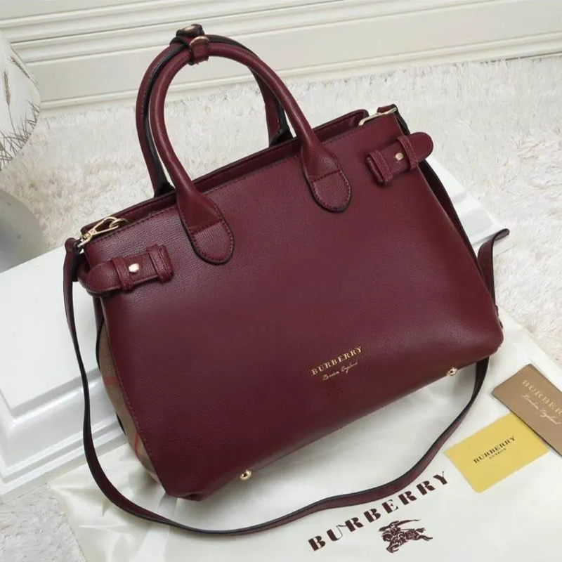 Designer-inspired Medium Banner Tote Maroon Bag