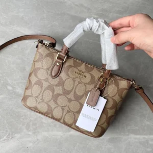 Designer-inspired Mini Gallery Signature Crossbody Khaki Bag