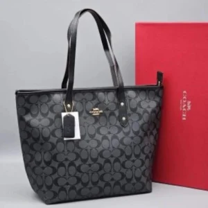 Designer-inspired Signature City Zip Tote Black Bags