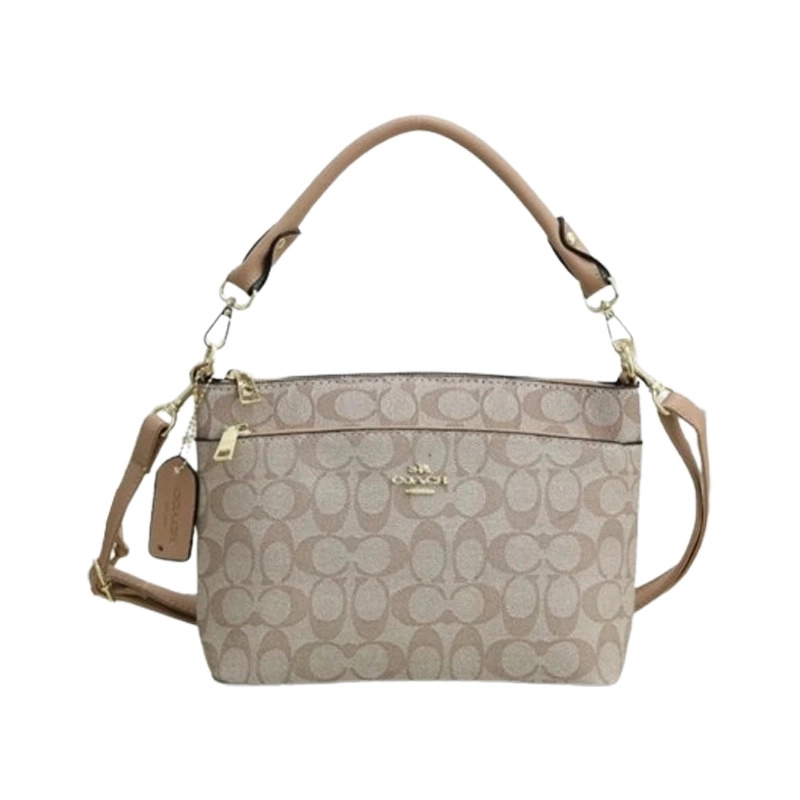 Designer-inspired Signature East West Shoulder Beige Bag