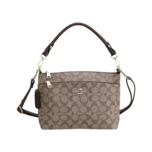 Designer-inspired Signature East West Shoulder Brown Bag