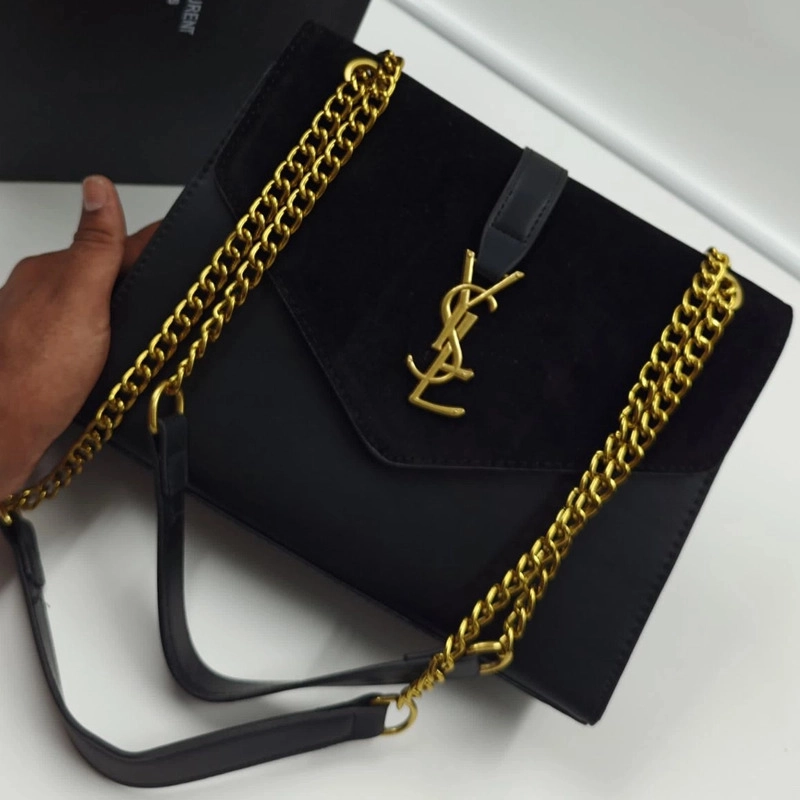 Designer-inspired Suede Medium Sulpice Black Handbag